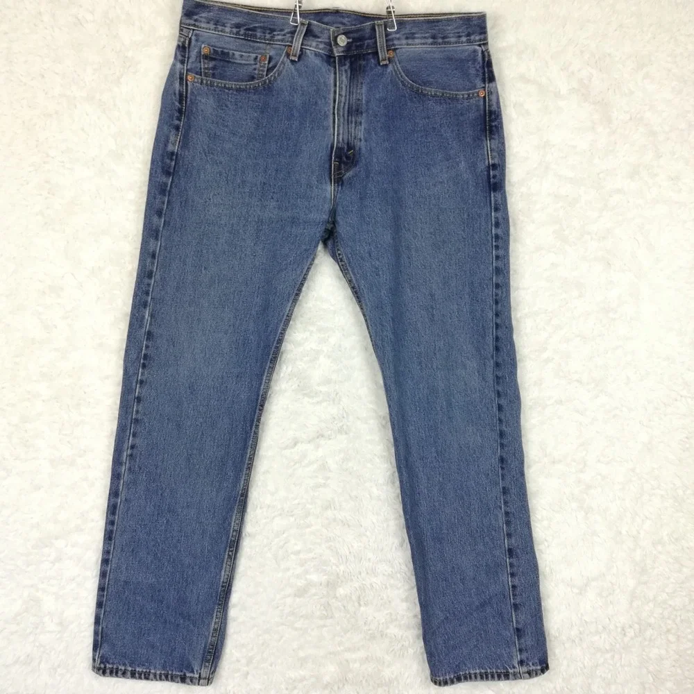 Levi's Mens Jeans 505 Straight Leg Blue Denim Medium Wash Regular Fit 35x32